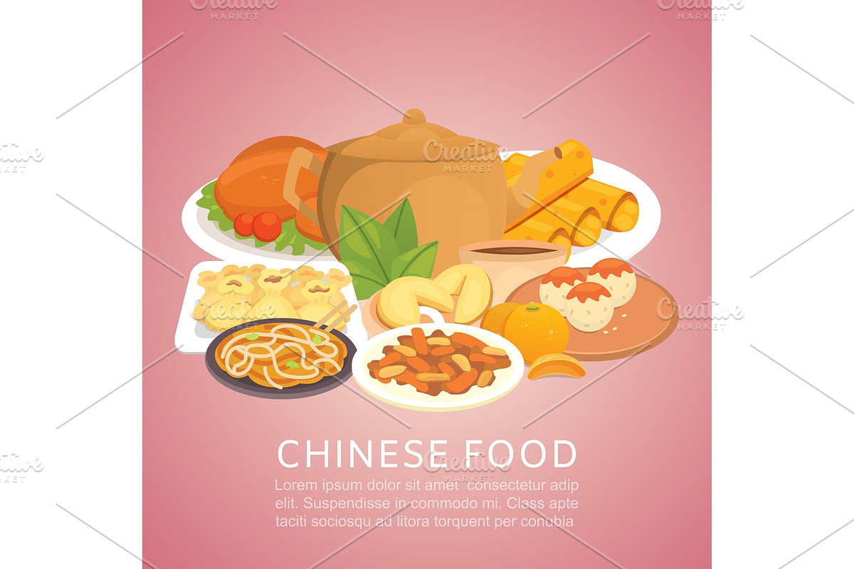 Chinese food oriental street in Illustrations - product preview 8