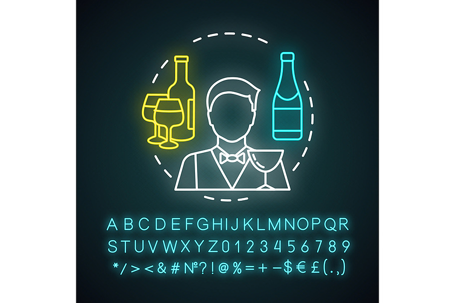 Bartender neon light icon in Icons - product preview 8