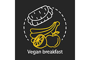 Vegan breakfast chalk concept icon