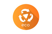 Eco label yellow flat design icon