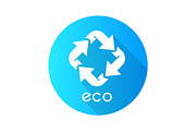 Eco label blue flat design icon