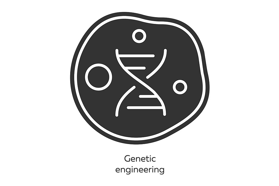 Genetic engineering glyph icons set