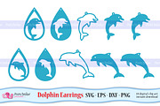 Dolphin Earrings SVG, Eps, Dxf, Png.