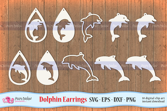 Dolphin Earrings SVG, Eps, Dxf, Png. in Objects - product preview 1