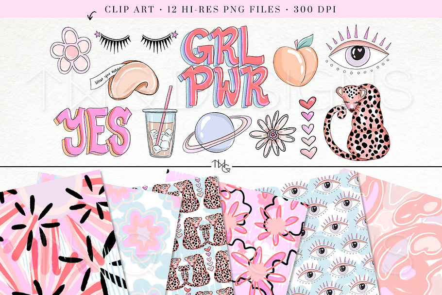 Bold Pink Clip Art & Digital Papers