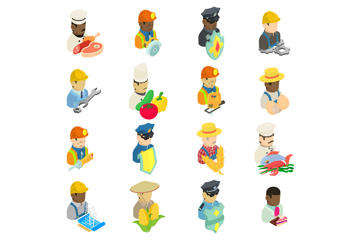 Employee icons set, isometric style in Illustrations - product preview 8