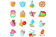Children time icons set