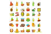 Culture beer icons set