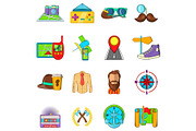 Hipster tour icons set