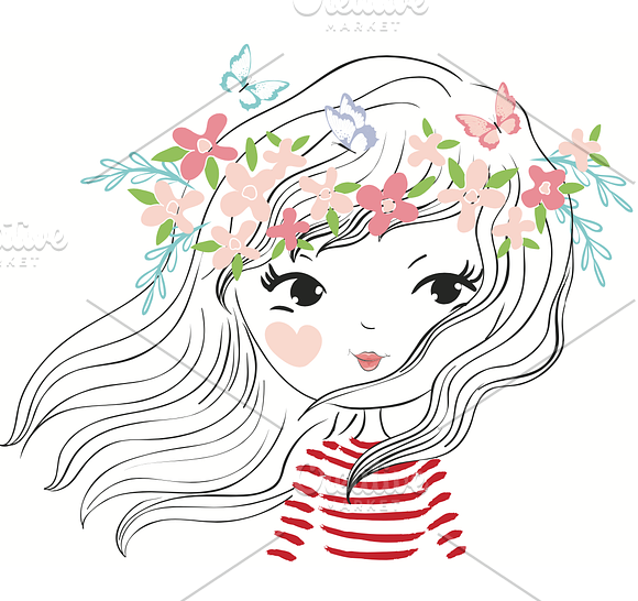 5 Cute girl vector - Girls clipart in Illustrations - product preview 2