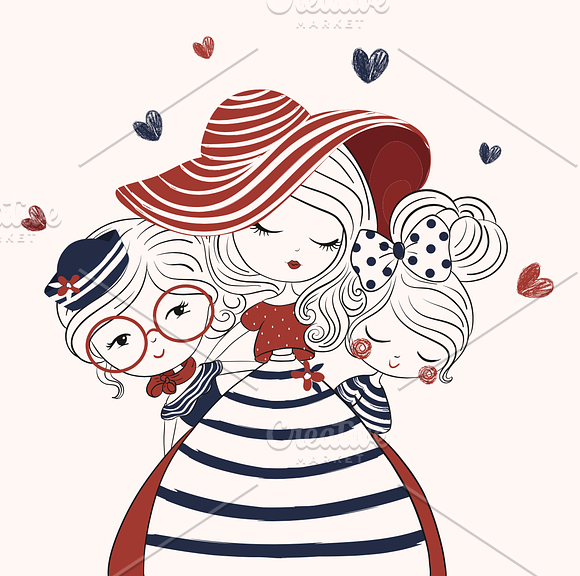 5 Cute girl vector - Girls clipart in Illustrations - product preview 3