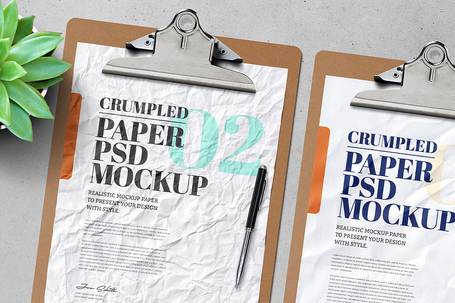 Crumpled Paper Clipboard Mockup in Scene Creator Mockups - product preview 8