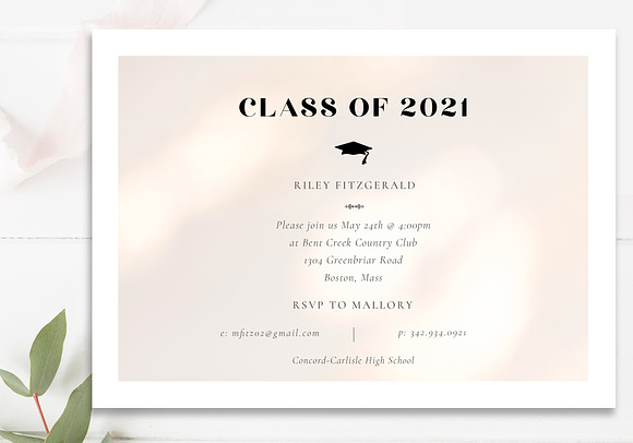Gold Foil Grad Announcement PSD in Card Templates - product preview 4
