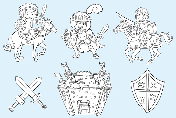 Brave Knights Digital Stamps in Illustrations - product preview 1