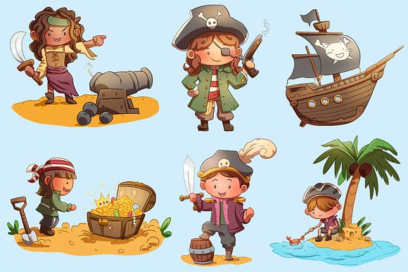 Playful Pirates Clip Art Collection in Illustrations - product preview 1