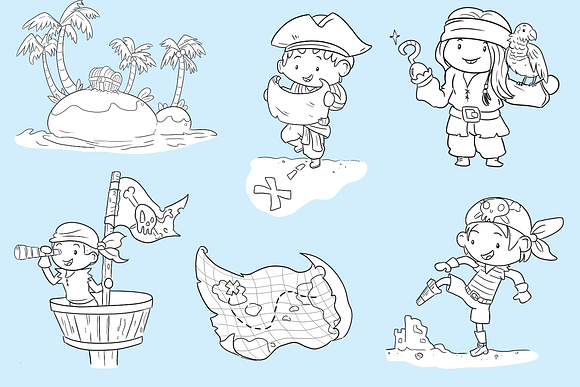 Playful Pirates Digital Stamps in Illustrations - product preview 2