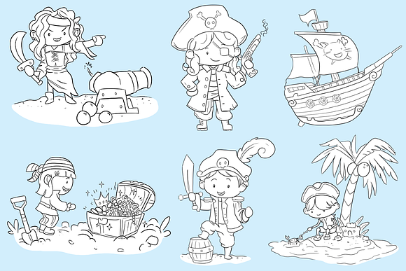 Playful Pirates Digital Stamps in Illustrations - product preview 3