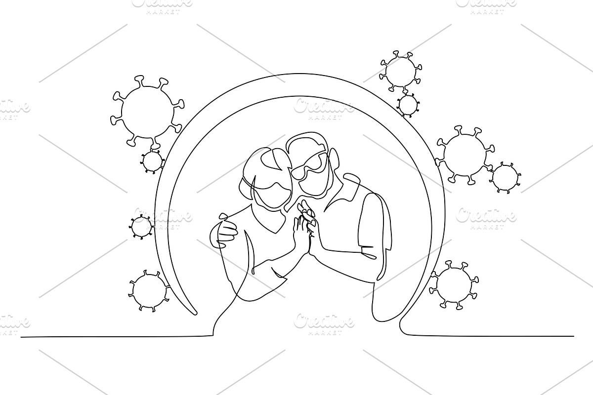 Concept of protecting elderly couple in Illustrations - product preview 8