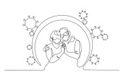 Concept of protecting elderly couple