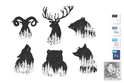 Abstract forest animals head set