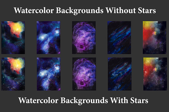 5 Watercolor Universe Backgrounds in Textures - product preview 1