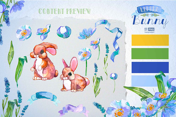 Little bunny, boy babyshower in Illustrations - product preview 2