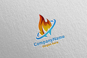 3D Fire Flame Element Logo Design 2