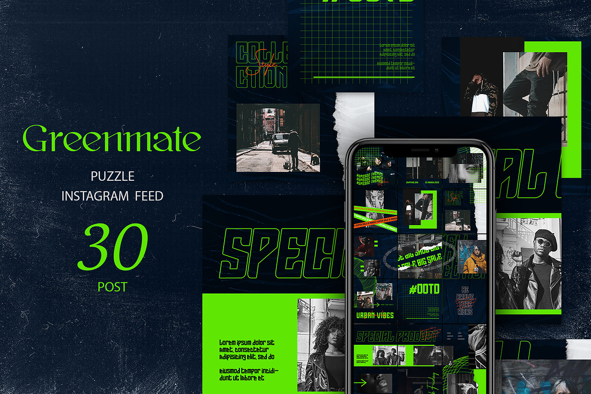 Greenmate Puzzle Instagram Feed in Instagram Templates - product preview 8