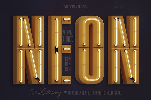 Condensed Neon 3D Lettering in Graphics - product preview 3