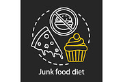 Junk food diet chalk concept icon