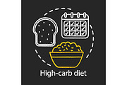 High carb diet chalk concept icon