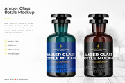 Amber Glass Bottle Mock-Up Template