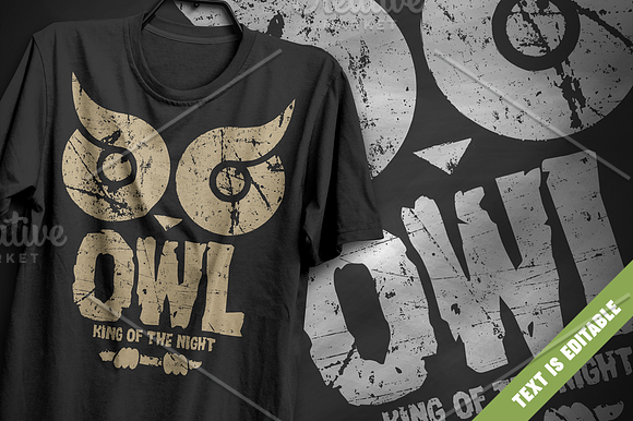 Owl king of the night T-Shirt Design in Illustrations - product preview 5