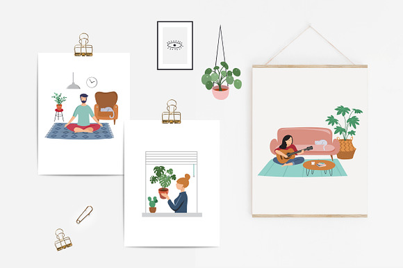 Stay at home, set of illustrations in Illustrations - product preview 1