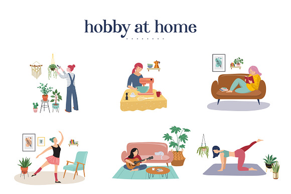 Stay at home, set of illustrations in Illustrations - product preview 2