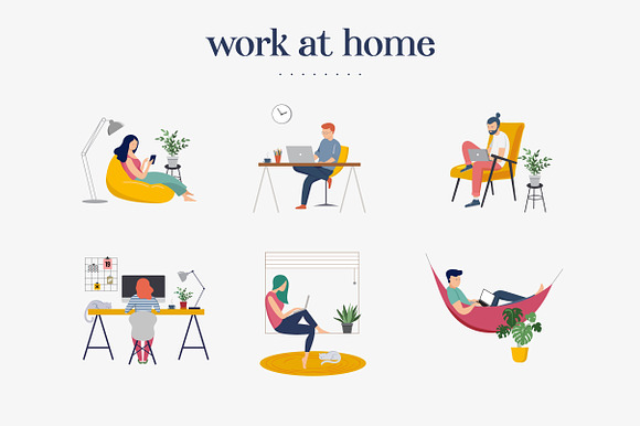 Stay at home, set of illustrations in Illustrations - product preview 4