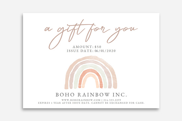 Boho Rainbow Gift Certificate