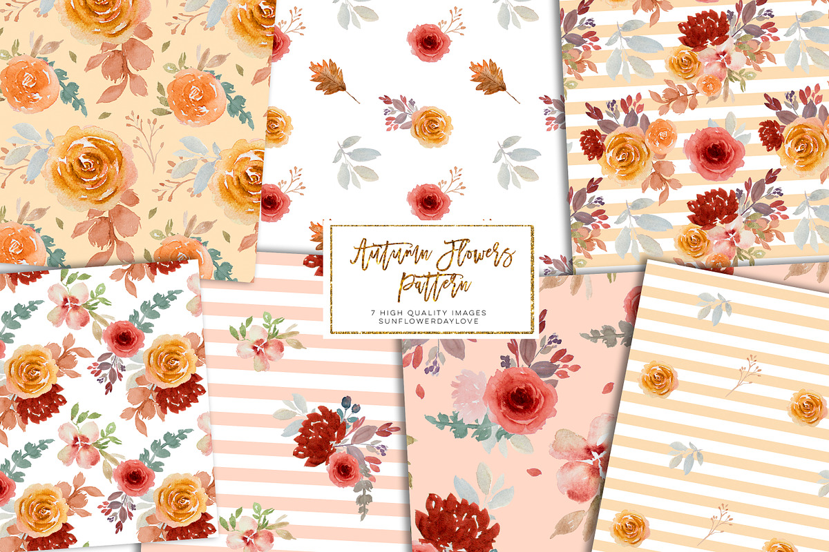 Autumn Burgundy Floral digital paper in Patterns - product preview 8