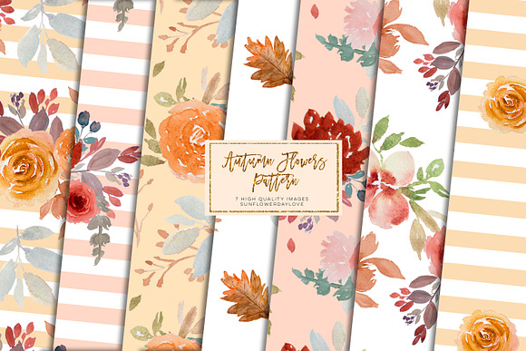 Autumn Burgundy Floral digital paper in Patterns - product preview 1