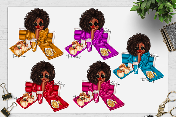 Afro girl png cliparts in Illustrations - product preview 1