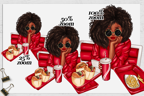 Afro girl png cliparts in Illustrations - product preview 2