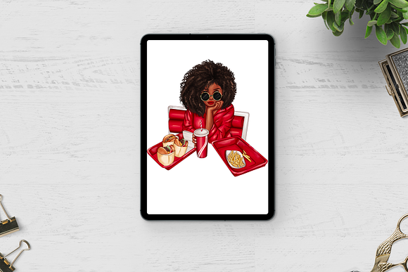Afro girl png cliparts in Illustrations - product preview 4