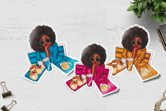 Afro girl png cliparts in Illustrations - product preview 5