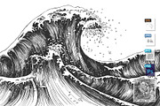 Japanese style ocean or sea waves