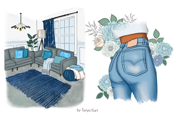 I Love Denim Clipart & Patterns in Illustrations - product preview 1
