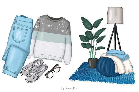 I Love Denim Clipart & Patterns in Illustrations - product preview 2