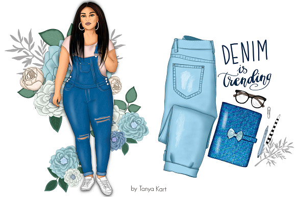 I Love Denim Clipart & Patterns in Illustrations - product preview 3