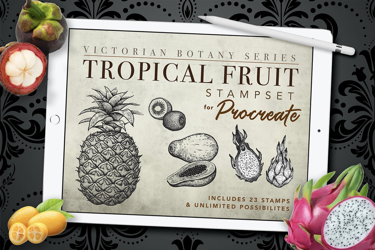 Procreate Tropical Fruit Stampset in Add-Ons - product preview 8
