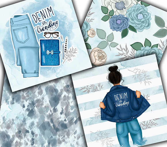 I Love Denim Clipart & Patterns in Illustrations - product preview 7