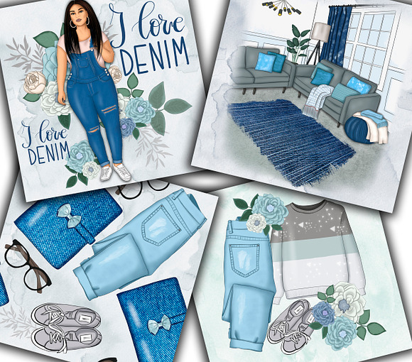 I Love Denim Clipart & Patterns in Illustrations - product preview 9